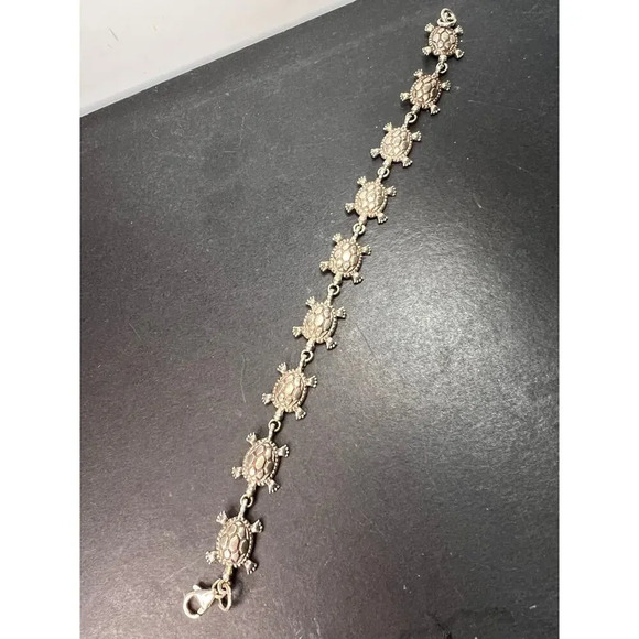 Sterling silver turtles link bracelet - Picture 7 of 11